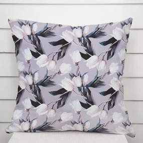 Biante Dekoračná obliečka na vankúš PML-034 Biele tulipány na sivom 50 x 70 cm