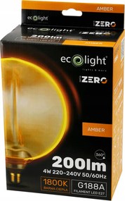 ECOLIGHT Dekoratívna LED žiarovka E27 4W 200lm G188 Amber Retro - rada ZERO