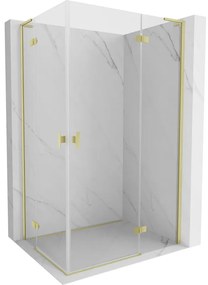 Mexen Mist-H L Duo, 2-krídlový sprchový kút 115 x 120 cm, číre sklo, zlatý matný profil, 8A5L-115L-120P-55-00