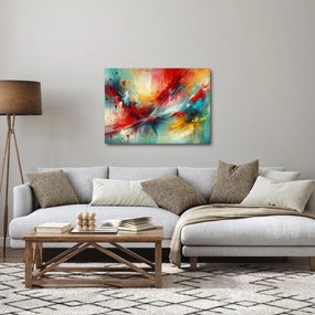 Obraz – Abstrakcia s červenou (70x50 cm)