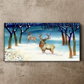 Obraz canvas Zimné sneh jeleň strom