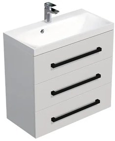 Kúpeľňová skrinka s čiernou úchytkou a umývadlom SAT Cube Way 80x76,5x40 cm biela lesk lesk/mat CUBE2C803BL, 1 ks