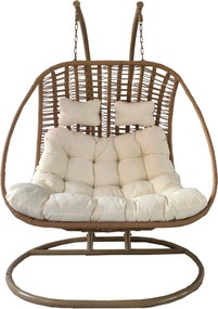 CH SURI DVOJMEDZINÁVODNÁ ZÁVESNÁ STOLIČKA – PRÍRODNÁ, KRÉMOVÝ VANKÚŠ, PRÍRODNÝ RÁM