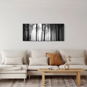 Obraz - Vlk v temnom lese (120x50 cm)