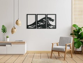 drevko 3-dielny obraz Vlny Rozmer obrazu: 32 x 65 cm, Farba dekorácie: Čierna