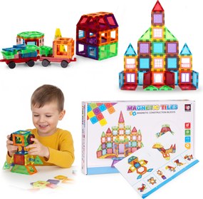MULTISTORE Magnetické stavebné kocky 106 dielov – kreatívna stavebnica s kolieskami pre deti 3+
