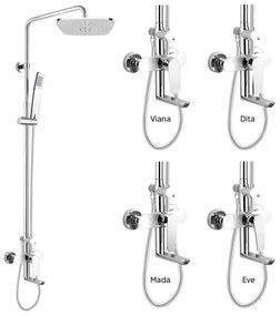 Mereo, Nástenná batéria Viana so sprchovou súpravou, výtokom, ručnou a tanierovou sprchou 225x225mm, MER-CBE60101SB