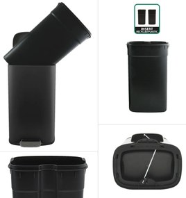 Spirella Akira 30 l odpadkový kôš s pedálom atichým zatváraním, matná čierna, 30 l