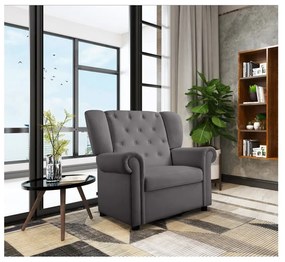 Sivé zamatové hojdacie chesterfield kreslo Lillyse – Støraa