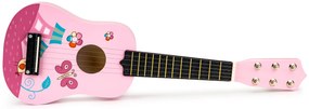 Detská gitara s drevenými kovovými strunami - ružová