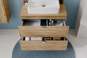 Kúpeľňová zostava Terra s doskou a skrinkami 80 cm dub cremona