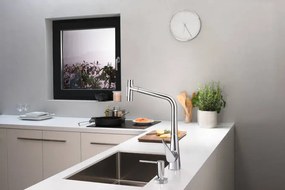 Hansgrohe Metris Select M71, kuchynská páková batéria 320, vyťahovateľná sprška, 2jet, sBox, chrómová, HAN-73816000