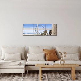Obraz - Výhľad oknom (s hodinami) (90x30 cm)