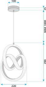 Toolight Toolight, LED závesné svietidlo 24W, 4000K, G068-CP, zlatá, OSW-08665