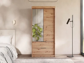 Šatníková skriňa so zrkadlom Nojan 103, Farby: Dub artisan