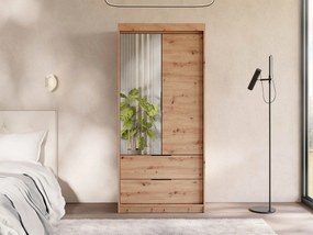 Šatníková skriňa so zrkadlom Nojan 103, Farby: Dub artisan