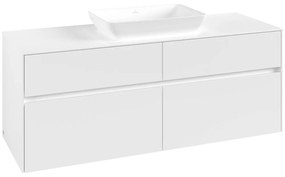 VILLEROY &amp; BOCH Collaro závesná skrinka pod umývadlo na dosku (umývadlo v strede), 4 zásuvky, 1400 x 500 x 548 mm, White Matt, C11600MS