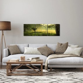 Obraz - Prebúdzajúci sa les (s hodinami) (90x30 cm)