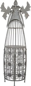 Šedá antik kovová polica na víno v tvare anjela Wine Rack Angel - 79*62*207 cm