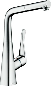Hansgrohe Metris New, páková kuchynská batéria 320, s vyťahovacím výtokom, chrómová, HAN-14821000