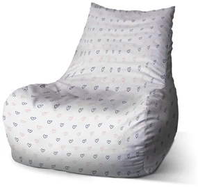 Sablio Sedací vak Bean Srdiečka na bielej - 100 x 90 x 45 cm