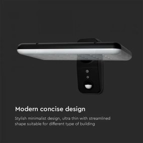 LED solárne nástenné svietidlo so senzorom LED/15W/3,2V 4000K/6000K IP65 čierne