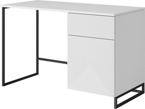 Písací stôl Asha 120 cm - biely mat / čierne nohy