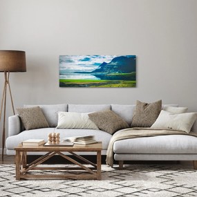 Obraz jazera s horami (120x50 cm)