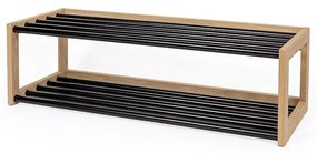 Čierna/prírodná kovová polica na topánky – Woodman