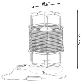 Stolná lampa Gizur, 1x šnúra/čierne drôtené tienidlo