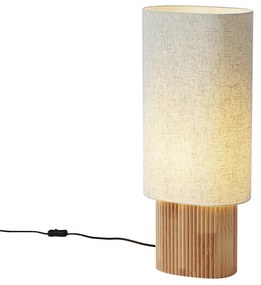 Japandi stolná lampa drevená s ľanovým tienidlom 70cm - Lamel