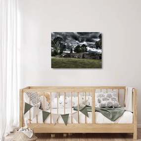 Sklenený obraz zatiahnutej oblohy (70x50 cm)