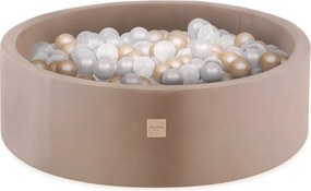 Suchý bazén pre deti zamatový 90 x 30 + 200 loptičiek - zlatá