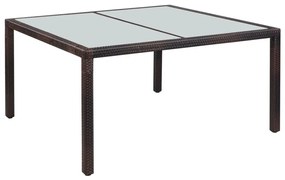 Záhradný stôl 150x90x75 cm, hnedý, polyratan a sklo 44069
