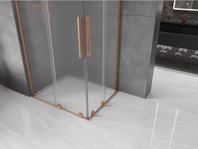 Mexen Velar L Duo, sprchový kút s posuvnými dverami 90 x 80 cm, 8mm sklo námraza, medená matná, 871-090-080-02-33-65