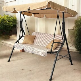 Záhradná hojdačka pre 3 osoby – béžová