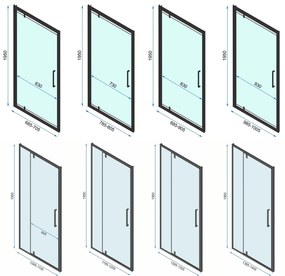 Rea Rapid Swing, 3-stenový sprchovací kút 70 (dvere) x 80 (stena) x 195 cm, 6mm číre sklo, čierny profil, KPL-009946