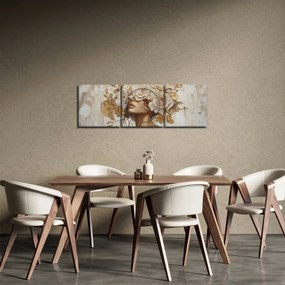 Obraz - Dievča s ružami (s hodinami) (90x30 cm)