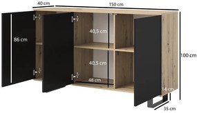 Moderná obývacia zostava Logan 2 - dub artisan / čierna