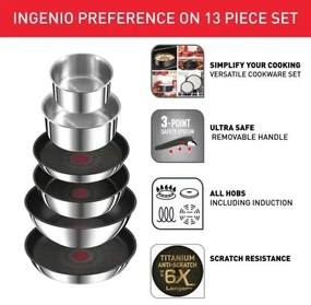 Tefal - Sada riadu 13 ks INGENIO PREFERENCE ON nerez