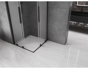 Mexen Velar Duo, sprchový kút s posuvnými dverami 90 x 90 cm, 8mm sklo námraza, čierna matná, 871-090-090-32-70