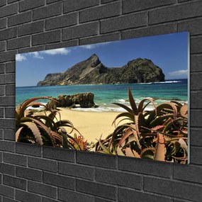 Skleneny obraz Pláž more skala príroda 140x70 cm