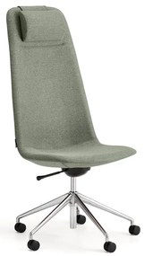 Stolička LANGLEY, vysoký sedák, s kolieskami, brúsený hliník/zelenošedá