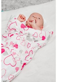 NEW BABY Klasická šnurovacia zavinovačka New Baby ružové srdiečka