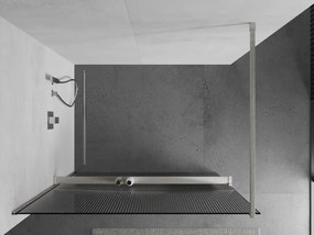 Mexen Kioto+, sprchová zástena Walk-In s poličkou a vešiakom 130 x 200 cm, 8mm sklo s rebrovým vzorom, brúsená oceľ profil, 800-130-121-97-09