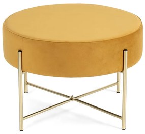 Noela Zamatový puf so zlatou základňou MORO žltý