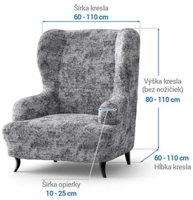 Bielastické poťahy MARMO šedé kreslo ušiak (š. 60 - 110 cm)