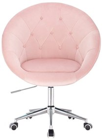 LuxuryForm DESIGN Kreslo VERA VELUR na striebornej podstave s kolieskami - svetlo ružové