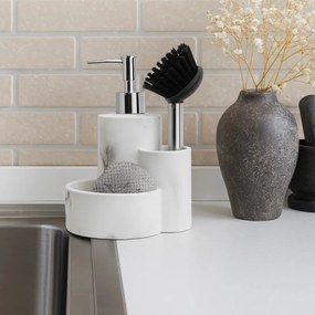 Dávkovač saponátu Marble, biela/s chrómovými prvkami
