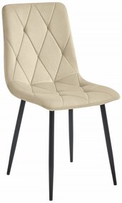 Svetlobéžová zamatová jedálenská stolička LIBRA s čiernymi nohami